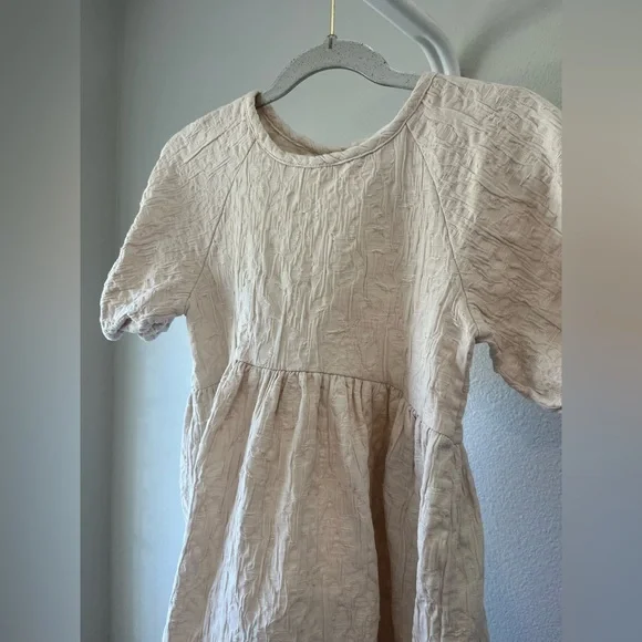 Zara Cream Textured Kids Dress - Picture 2 of 9